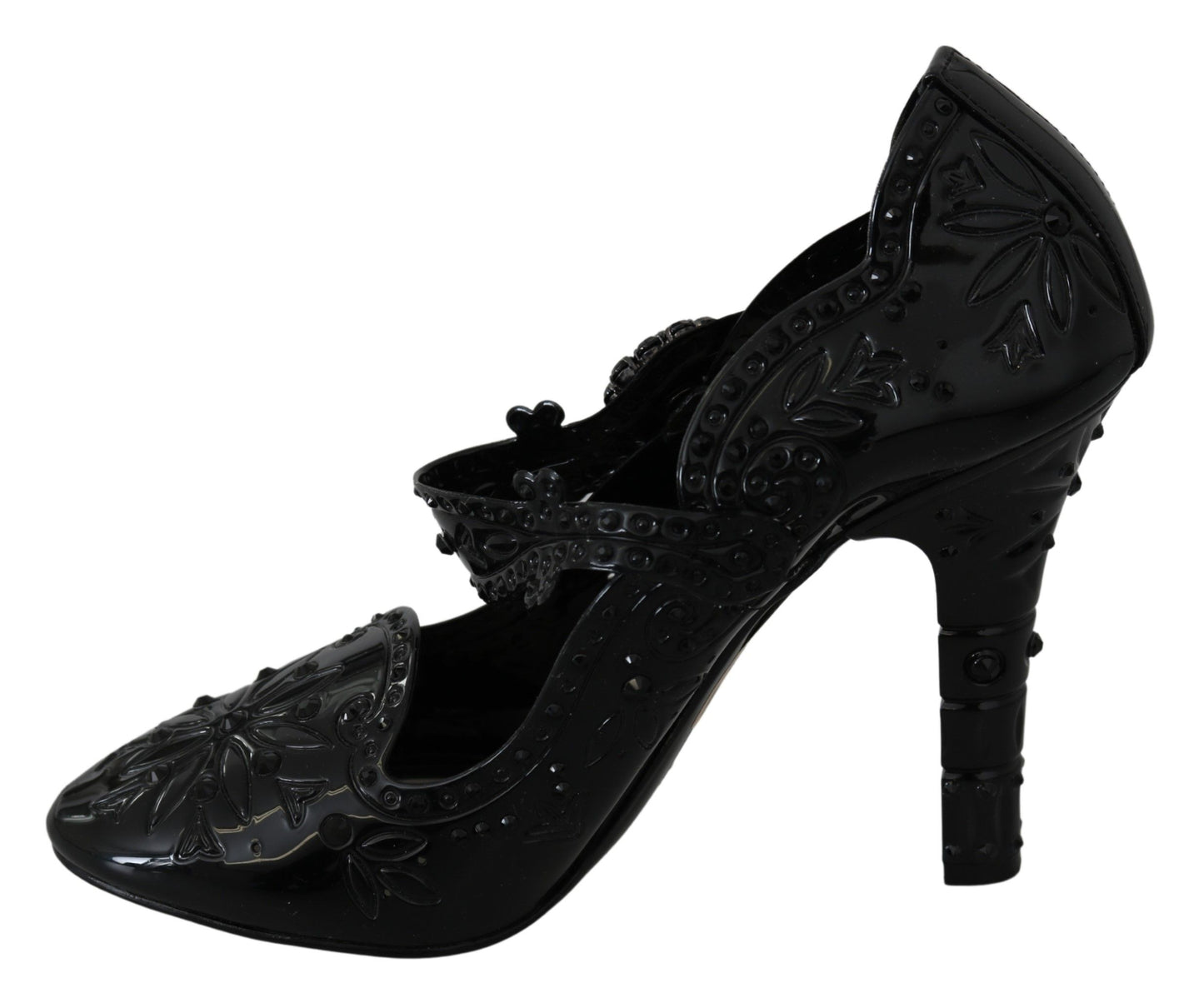 Dolce & Gabbana Black Floral Crystal CINDERELLA Heels Shoes Dolce & Gabbana
