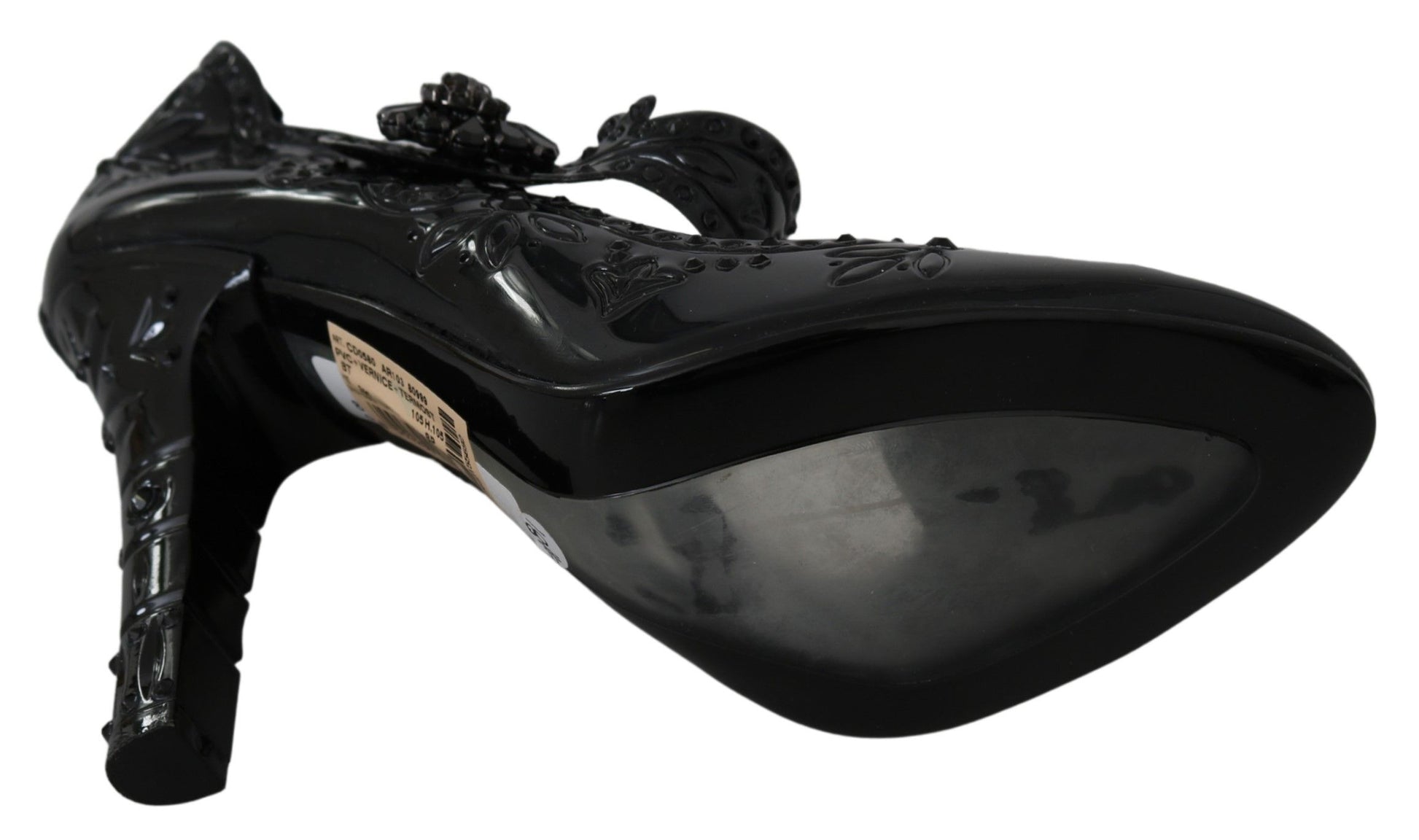 Dolce & Gabbana Black Floral Crystal CINDERELLA Heels Shoes Dolce & Gabbana