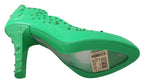 Dolce & Gabbana Green Crystal Floral CINDERELLA Heels Shoes - Eljoys Fashion 