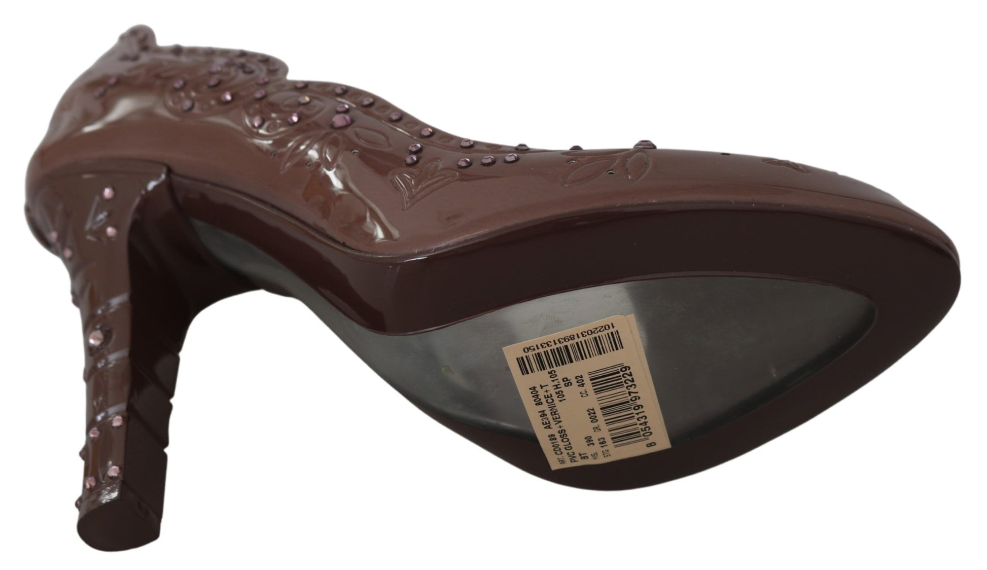 Dolce & Gabbana Brown Floral Crystal Heels CINDERELLA Shoes Dolce & Gabbana