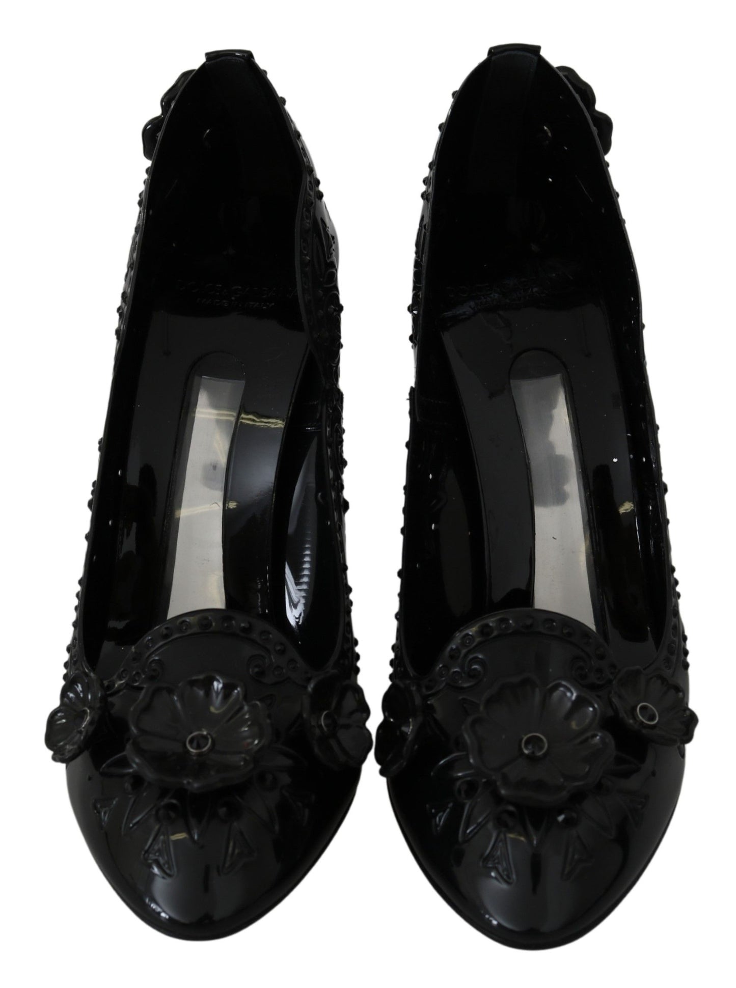 Dolce & Gabbana Black Floral Crystal CINDERELLA Heels Shoes Dolce & Gabbana