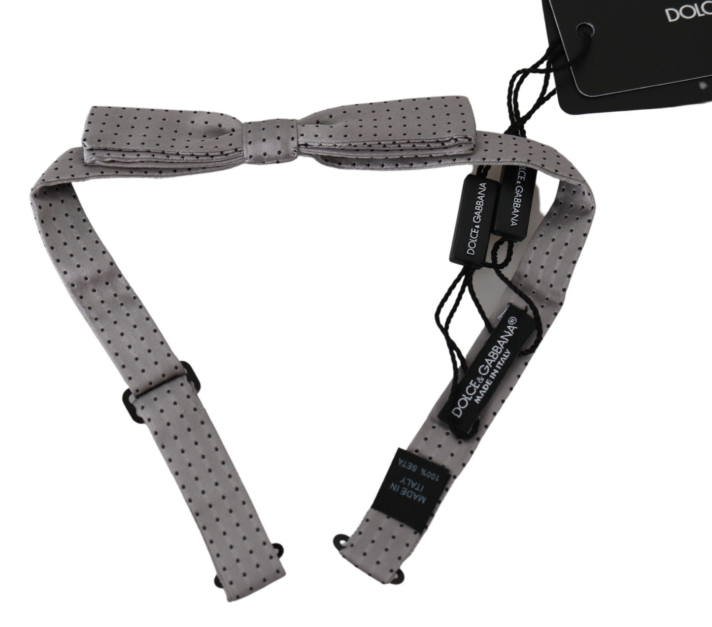 Dolce & Gabbana Gray Polka Dot Mens Necktie Papillon Bow Tie Dolce & Gabbana