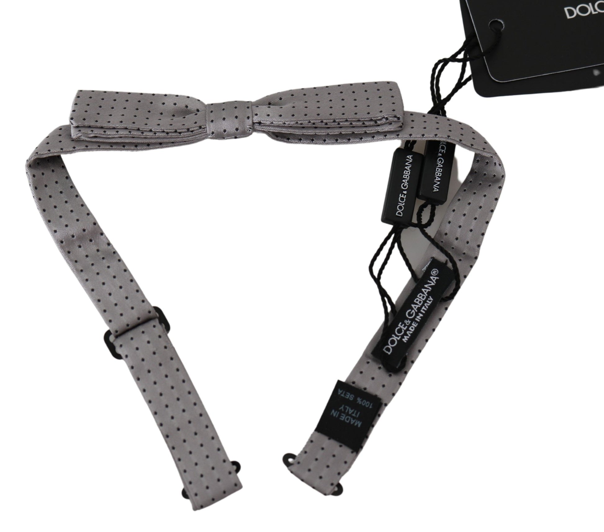 Dolce & Gabbana Gray Polka Dot Mens Necktie Papillon Bow Tie Dolce & Gabbana