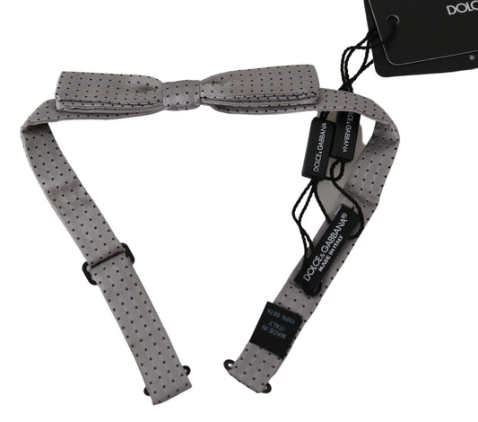 Dolce & Gabbana Gray Polka Dot Mens Necktie Papillon Bow Tie Dolce & Gabbana