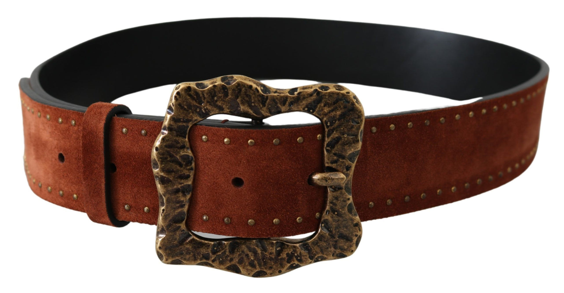 Dolce & Gabbana Brown Suede Leather Studded Baroque Belt Dolce & Gabbana