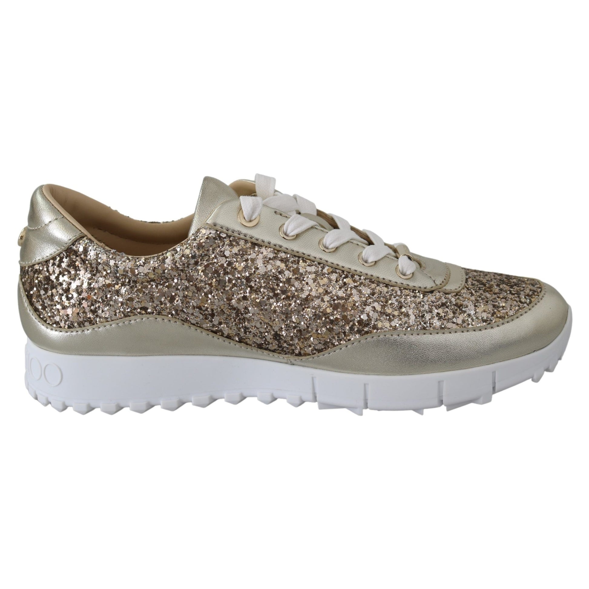 Jimmy Choo Antique Gold Glitter Leather Sneakers
