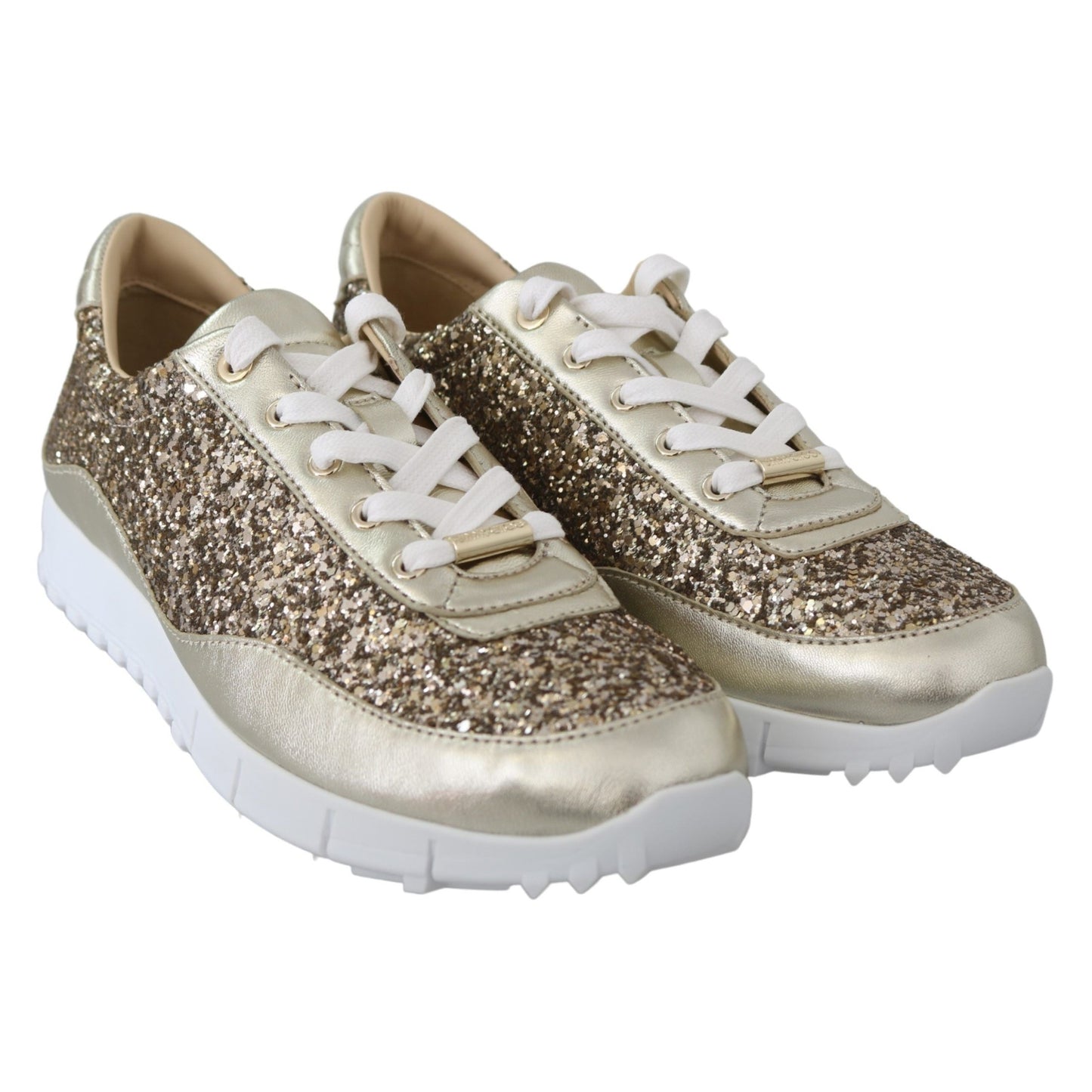 Jimmy Choo Antique Gold Glitter Leather Sneakers