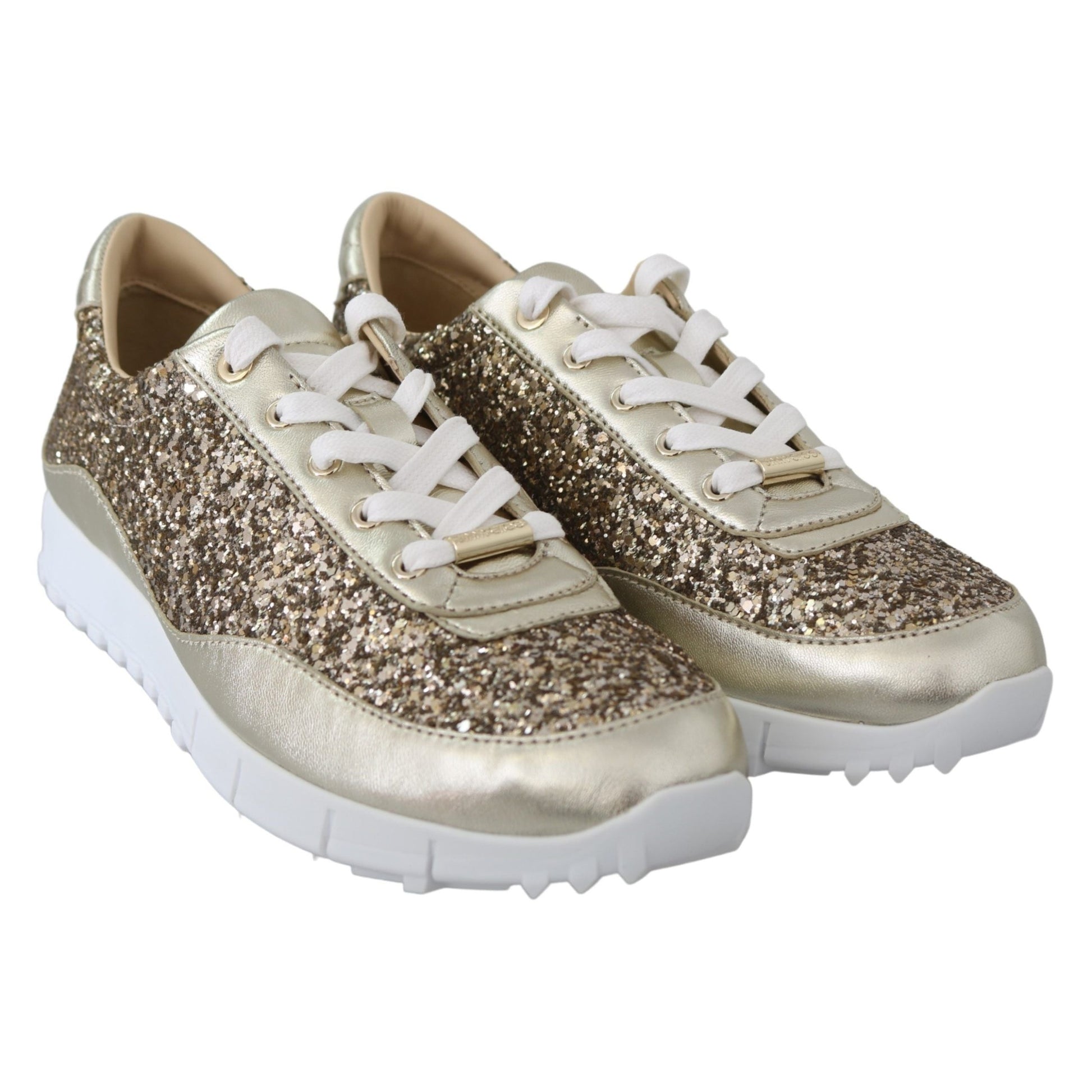 Jimmy Choo Antique Gold Glitter Leather Sneakers