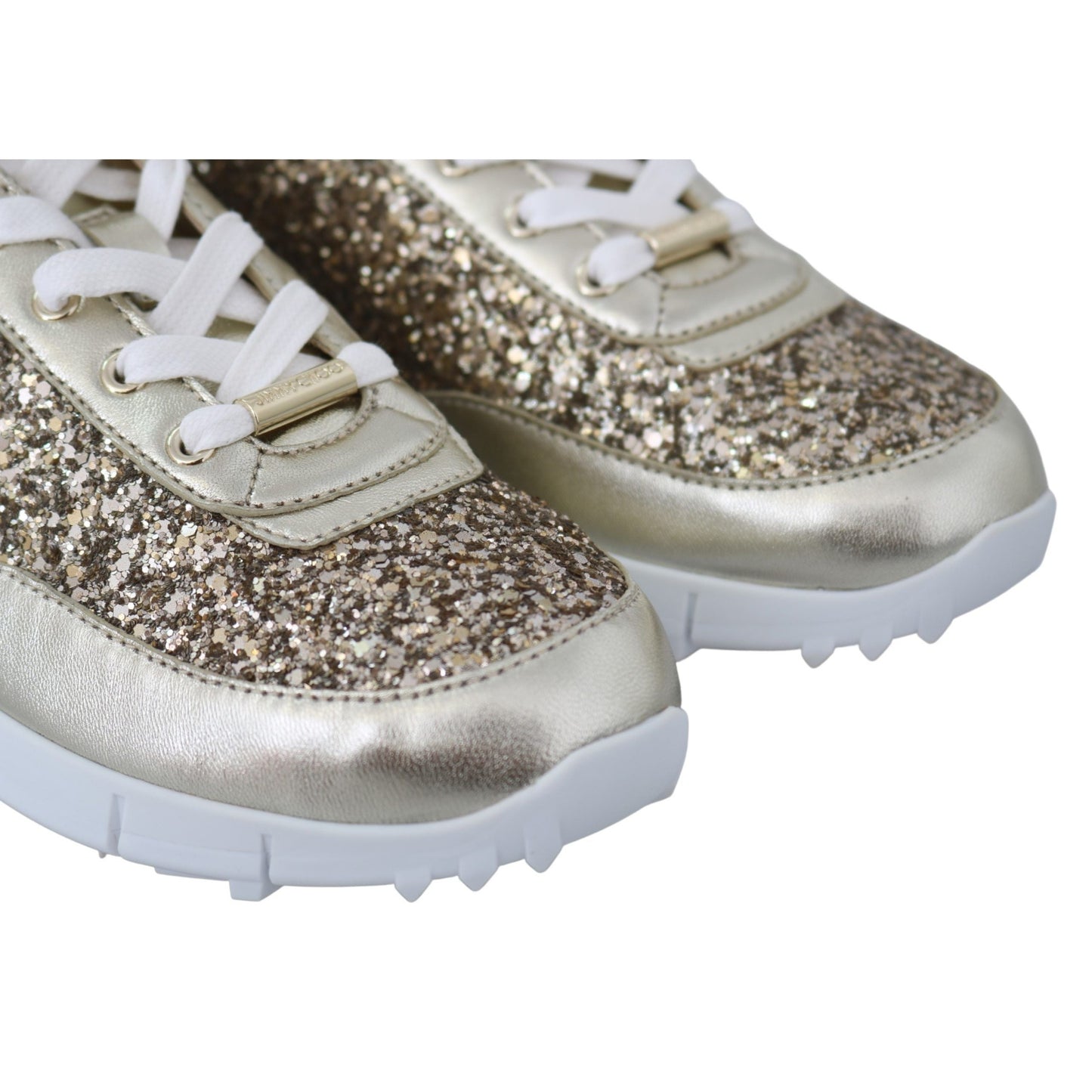 Jimmy Choo Antique Gold Glitter Leather Sneakers