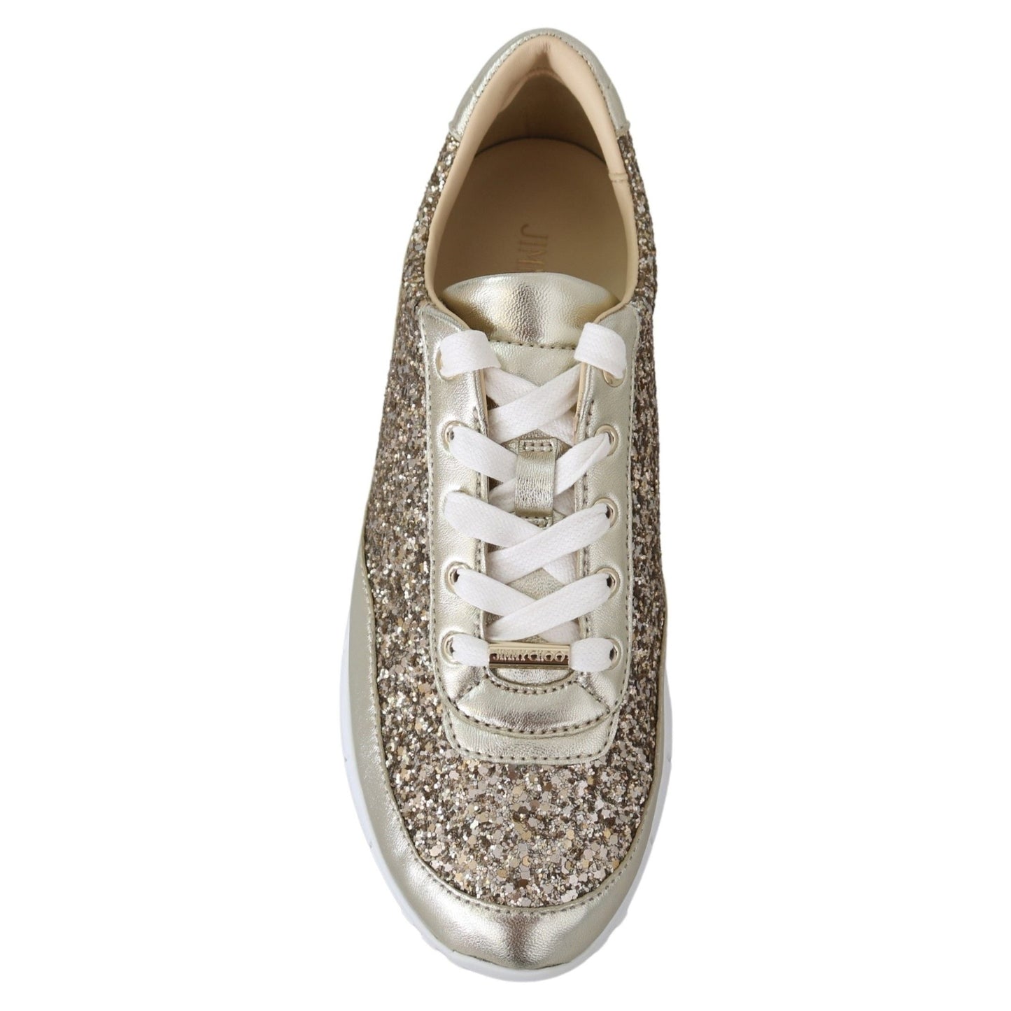 Jimmy Choo Antique Gold Glitter Leather Sneakers