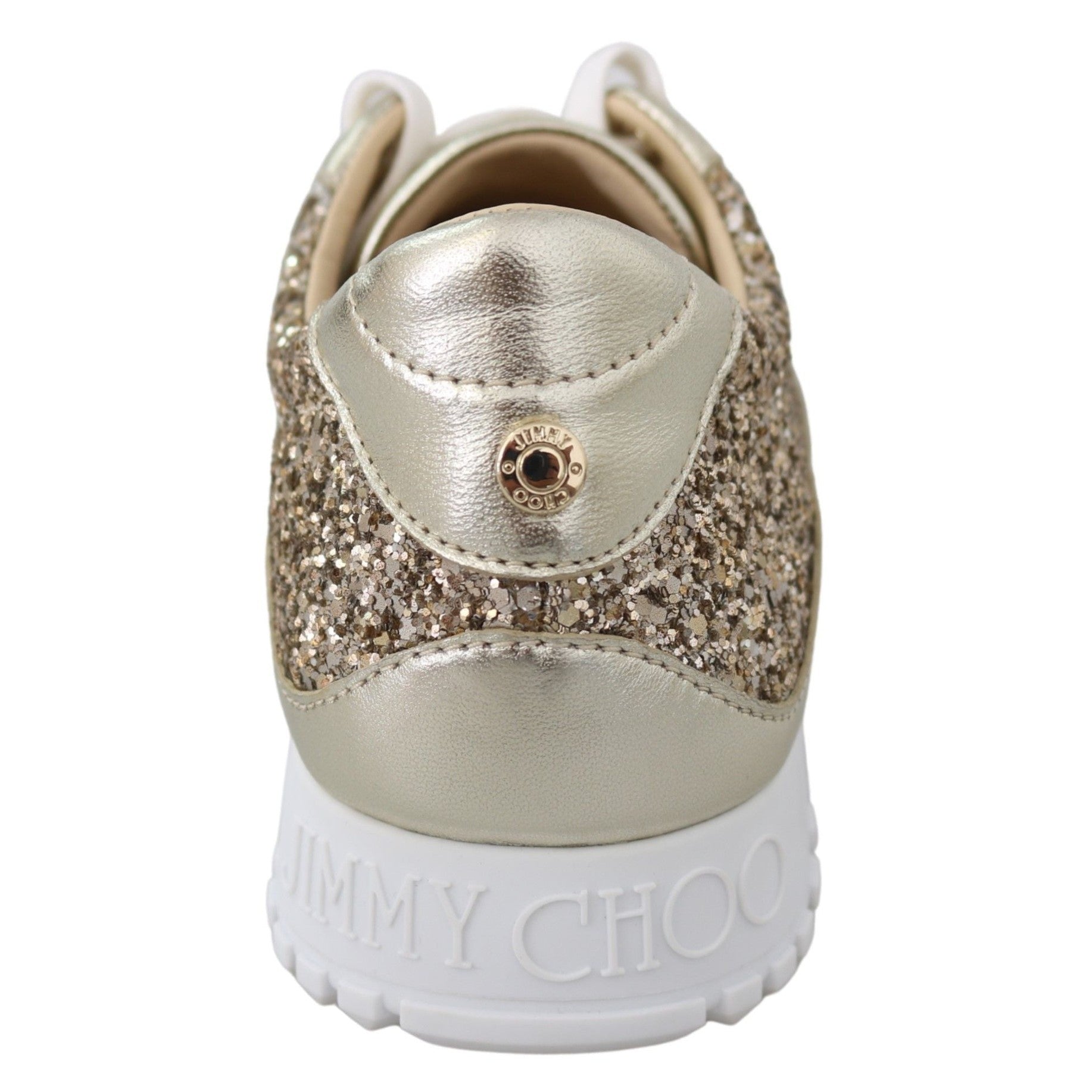 Jimmy Choo Antique Gold Glitter Leather Sneakers