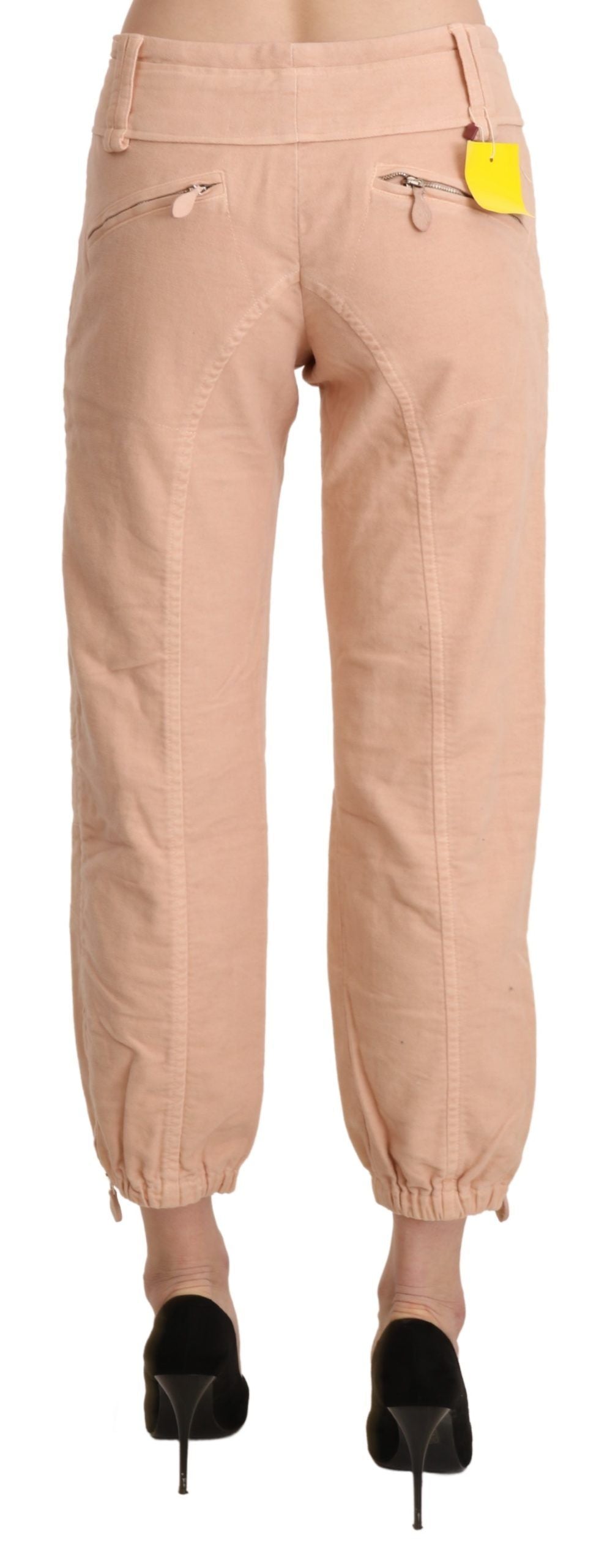 Ermanno Scervino Beige Mid Waist Cropped Cotton Trouser Pants Ermanno Scervino