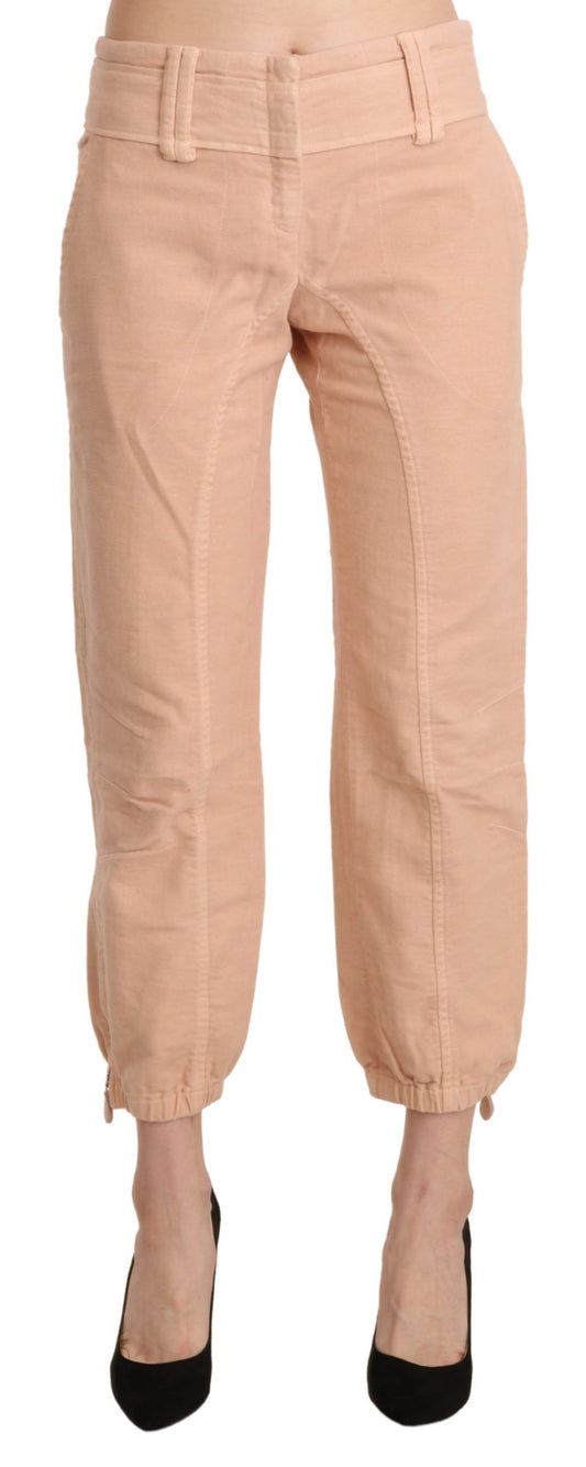 Ermanno Scervino Beige Mid Waist Cropped Cotton Trouser Pants Ermanno Scervino