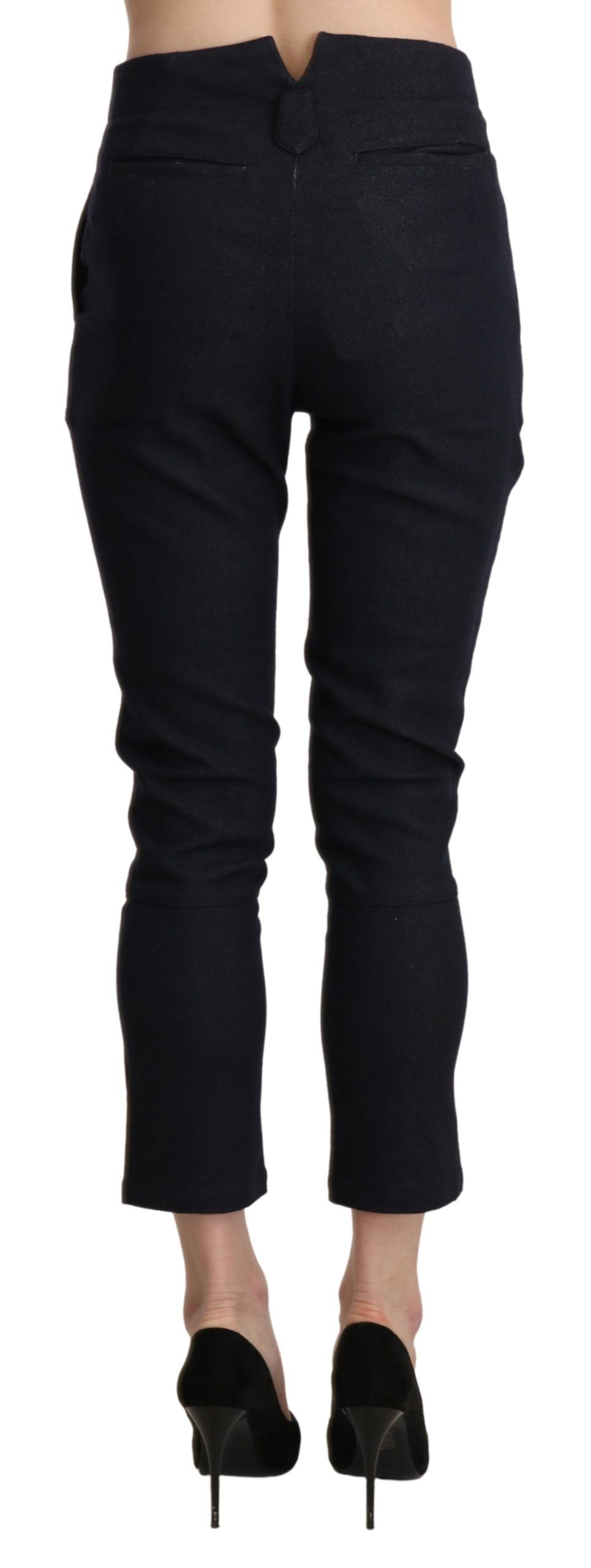 Ermanno Scervino Black High Waist Capri Cropped Cotton Pants Ermanno Scervino