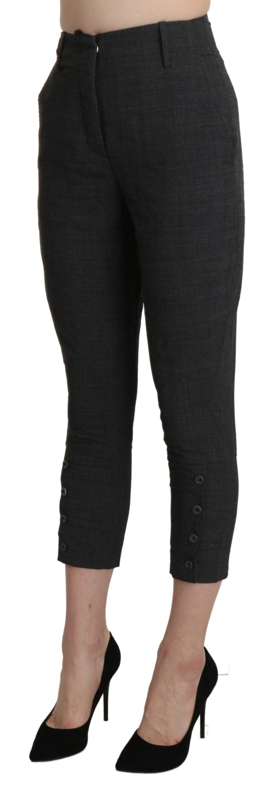 Ermanno Scervino Gray High Waist Capri Cropped Cotton Pants Ermanno Scervino