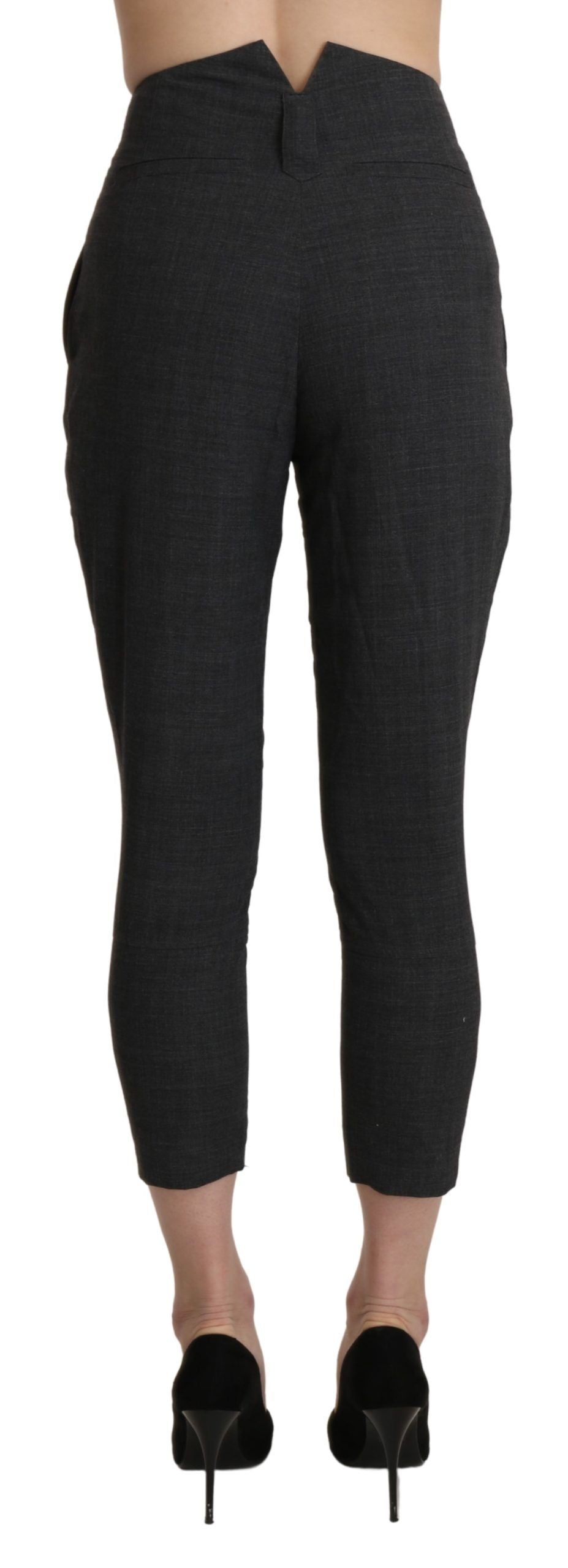 Ermanno Scervino Gray High Waist Capri Cropped Cotton Pants Ermanno Scervino