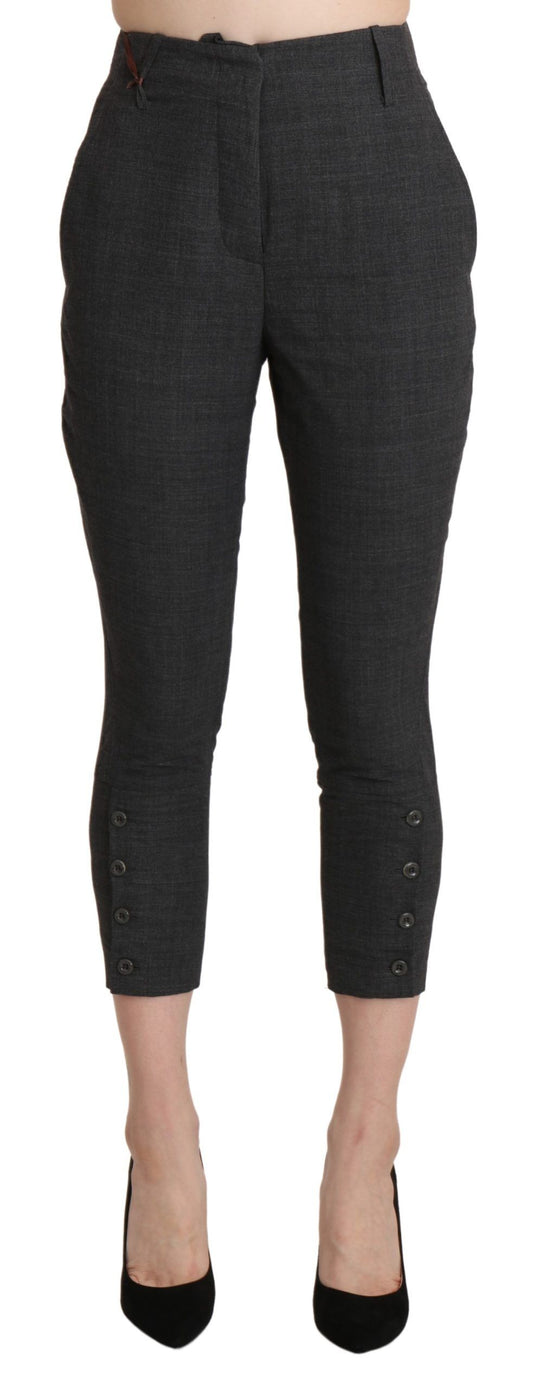 Ermanno Scervino Gray High Waist Capri Cropped Cotton Pants Ermanno Scervino