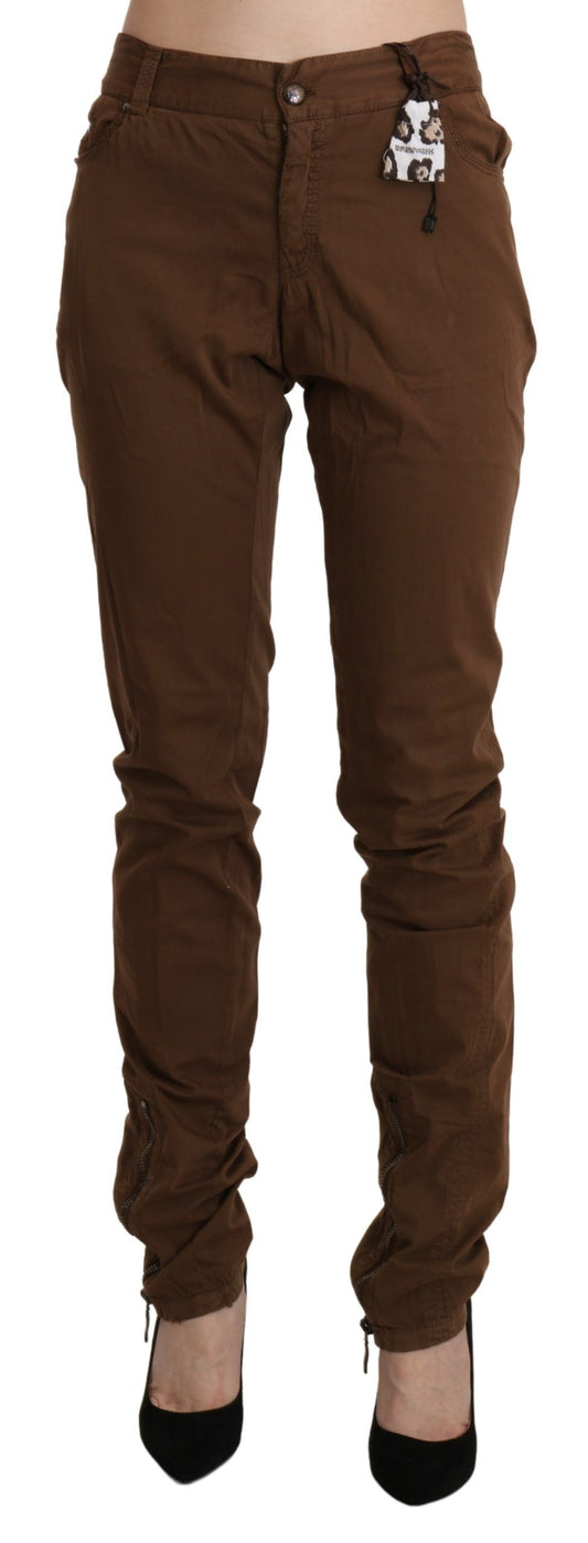 Ermanno Scervino Brown High Waist Skinny Trouser Cotton Pants Ermanno Scervino