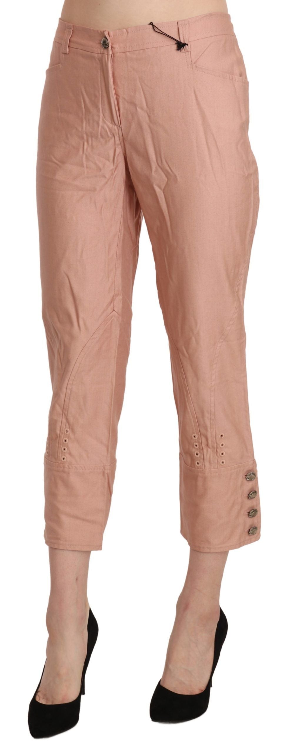 Ermanno Scervino Cotton Pink High Waist Cropped Trouser Pants Ermanno Scervino