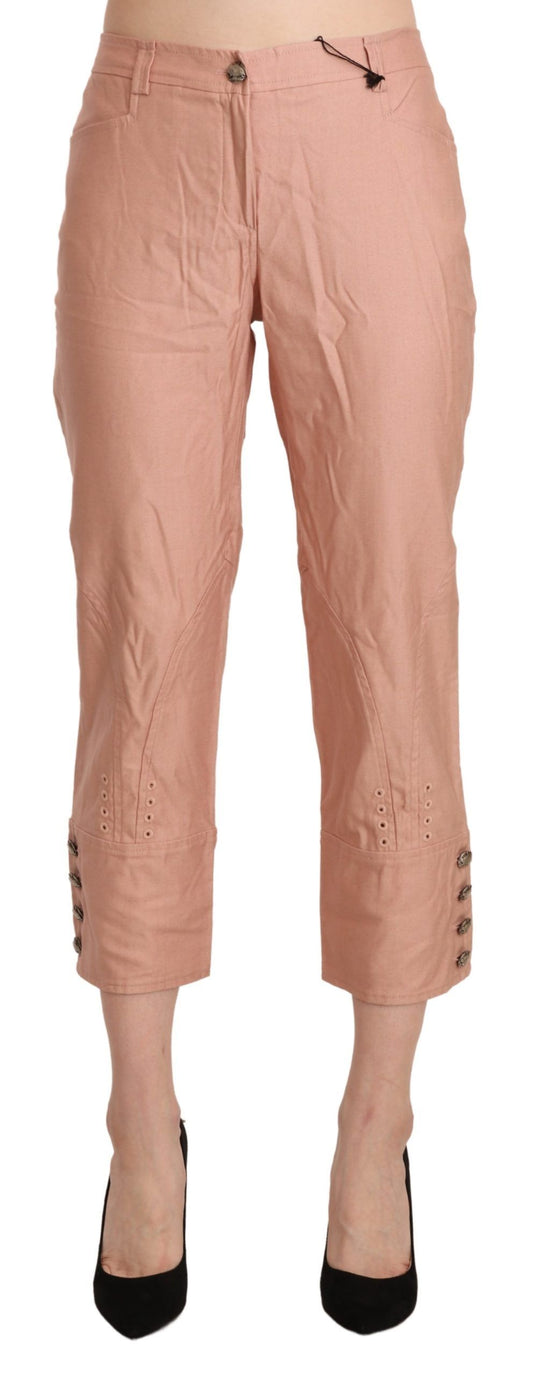 Ermanno Scervino Cotton Pink High Waist Cropped Trouser Pants Ermanno Scervino