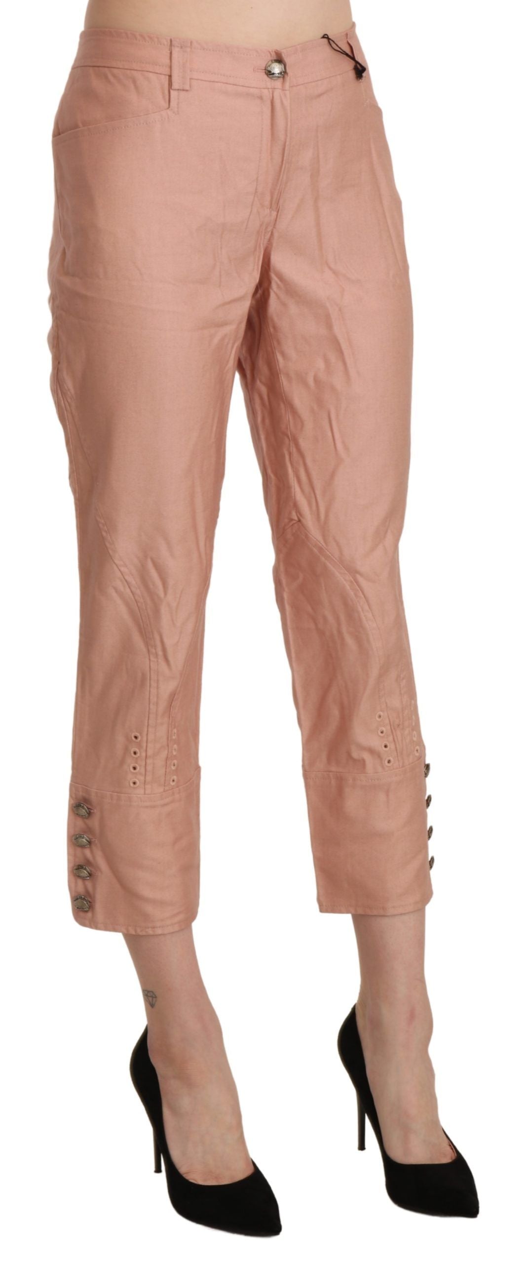 Ermanno Scervino Cotton Pink High Waist Cropped Trouser Pants Ermanno Scervino