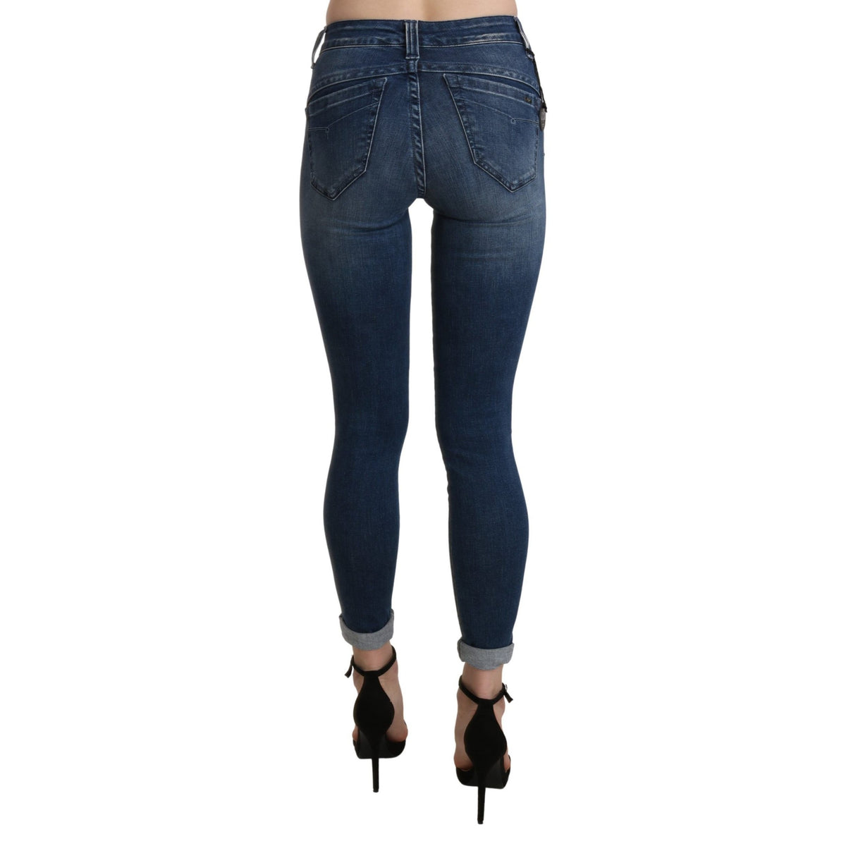 Ermanno Scervino Blue Washed High Waist Skinny Cropped Cotton Jeans