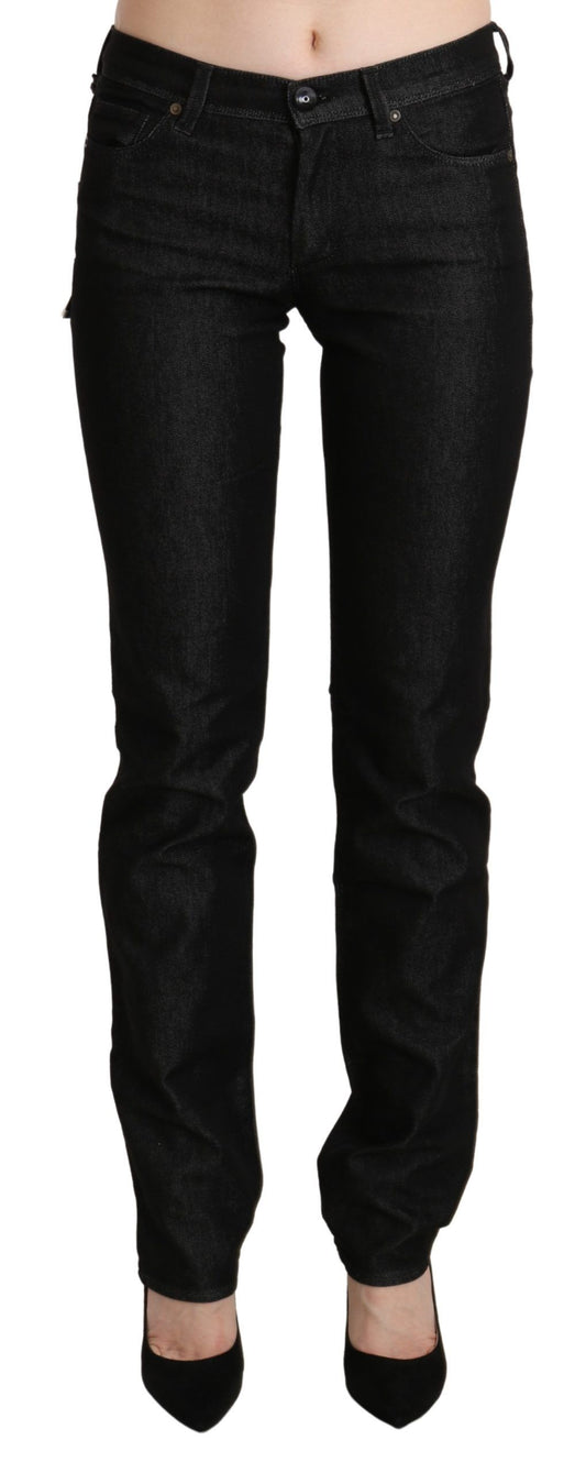Ermanno Scervino Black Mid Waist Skinny Slim Denim Trouser Ermanno Scervino