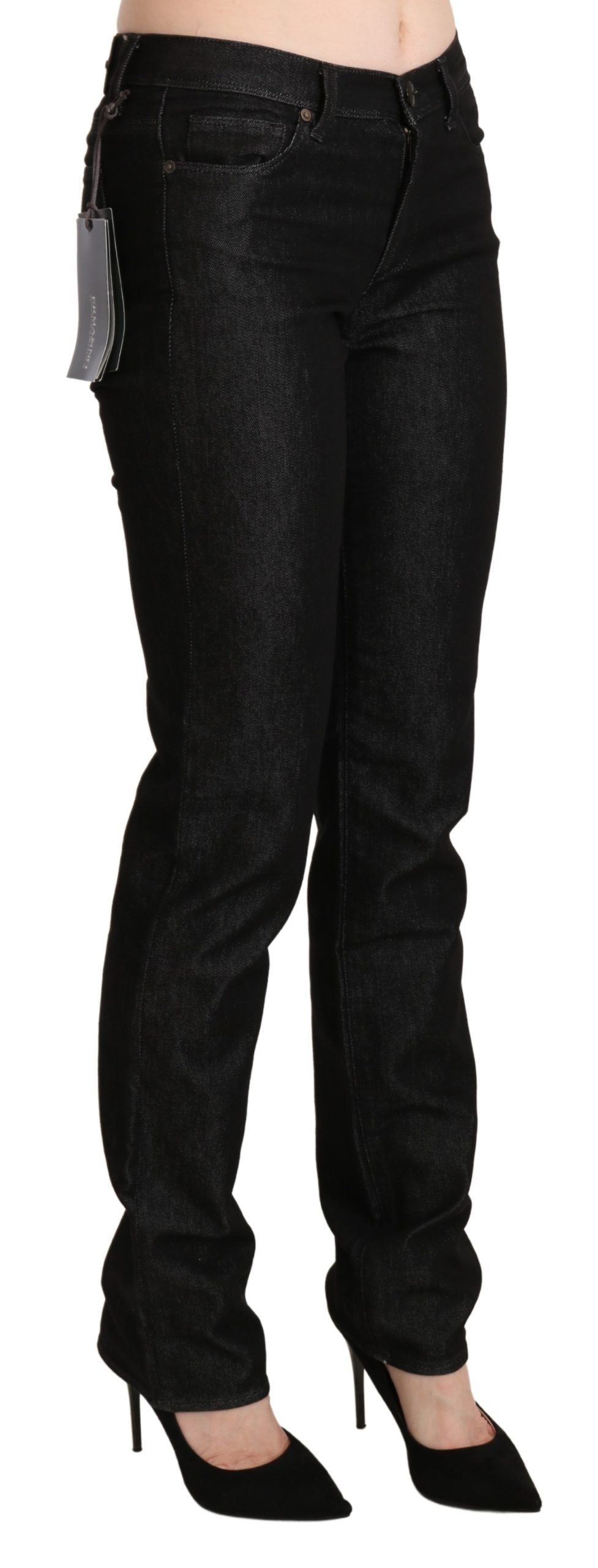 Ermanno Scervino Black Mid Waist Skinny Slim Denim Trouser Ermanno Scervino