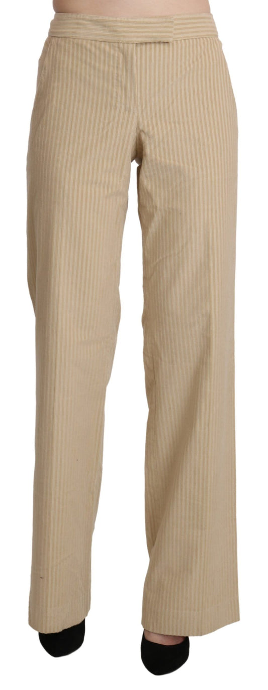 Ermanno Scervino Beige High Waist Flared Wide Leg Trouser Pants Ermanno Scervino