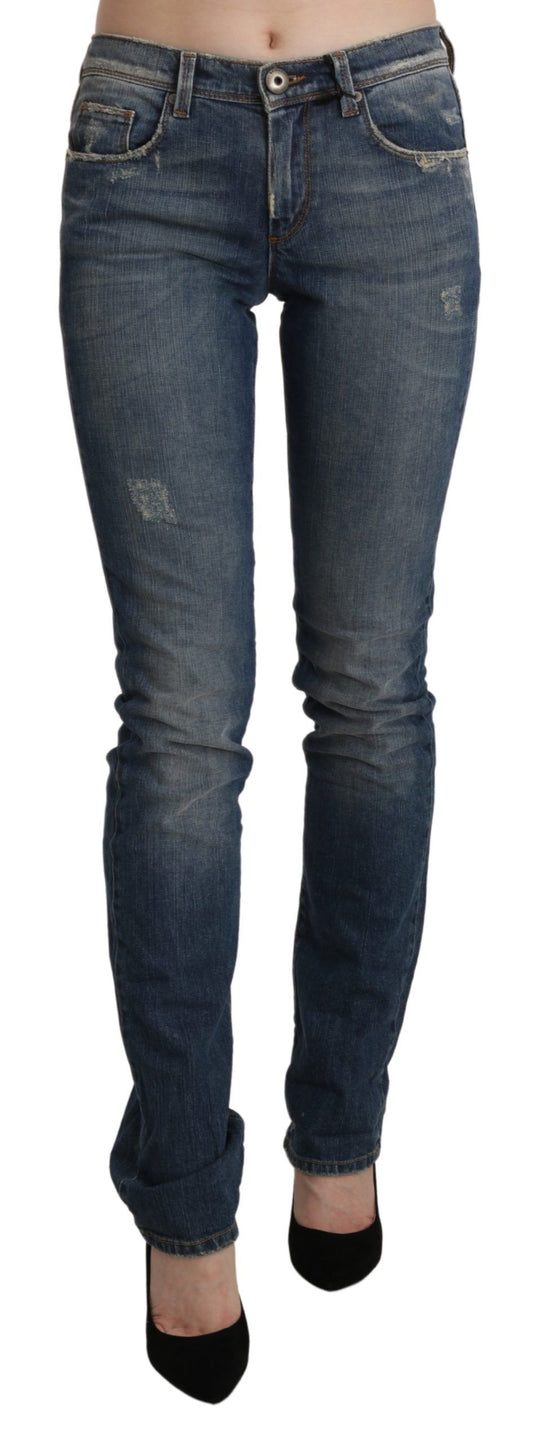 Ermanno Scervino Blue Washed Mid Waist Skinny Denim Jeans Ermanno Scervino