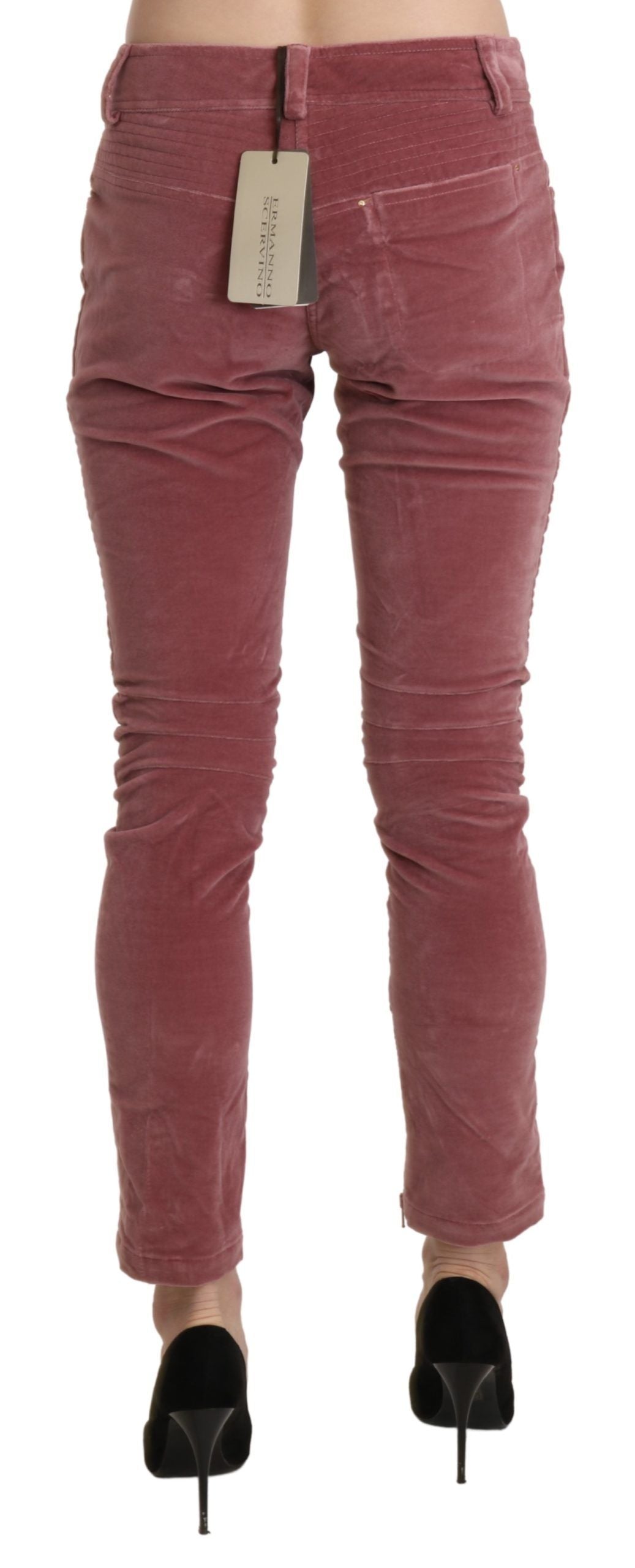Ermanno Scervino Red Mid Waist Skinny Cotton Pants Ermanno Scervino