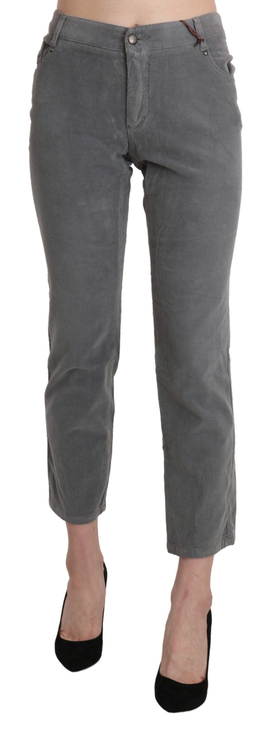Ermanno Scervino Gray Cropped Cotton Stretch Trouser Pants Ermanno Scervino