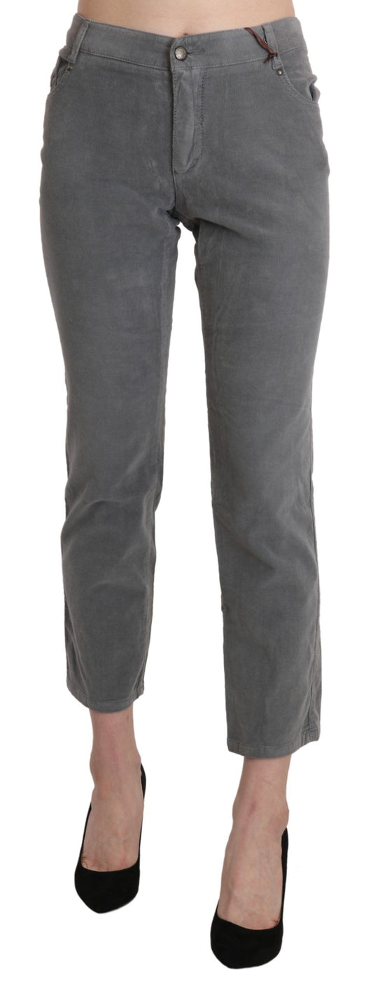 Ermanno Scervino Gray Cropped Cotton Stretch Trouser Pants Ermanno Scervino