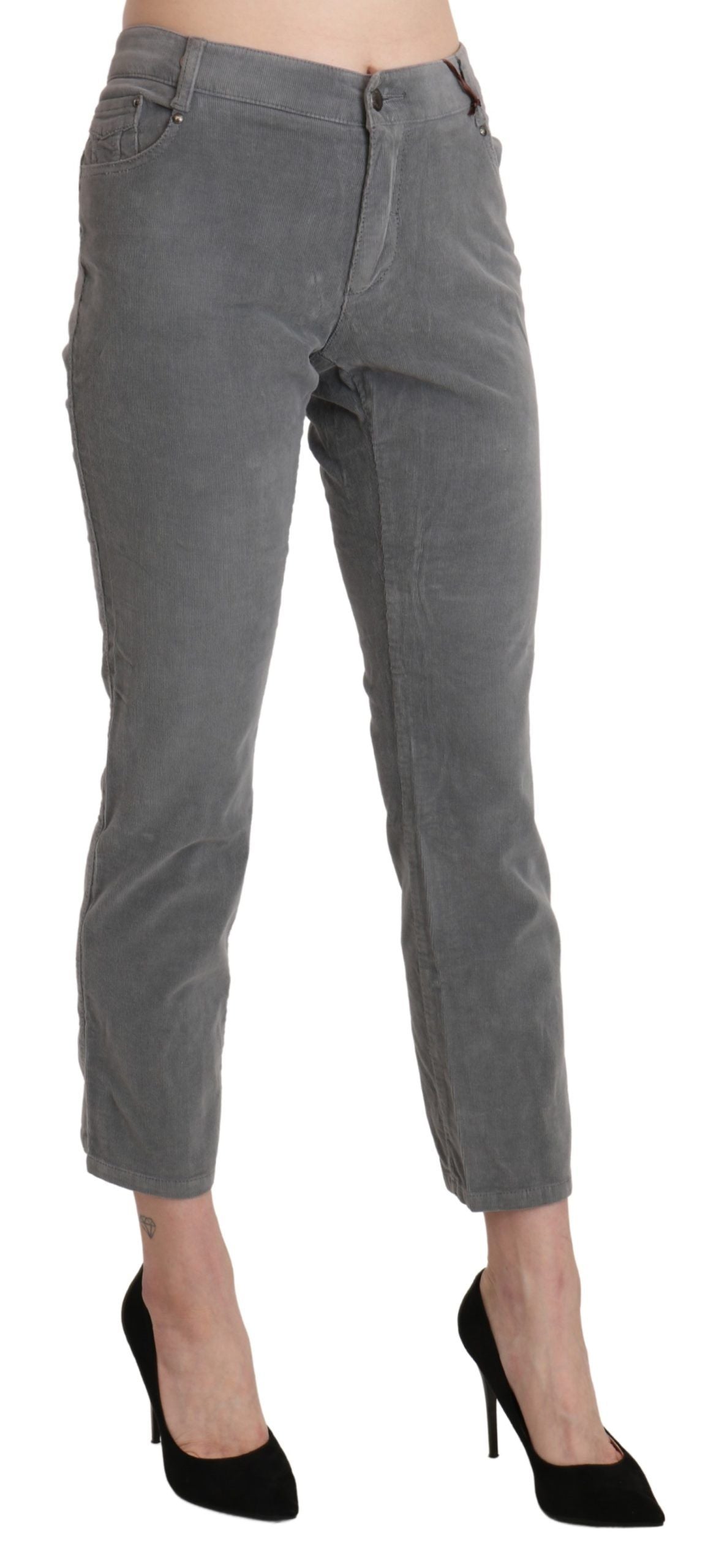 Ermanno Scervino Gray Cropped Cotton Stretch Trouser Pants Ermanno Scervino