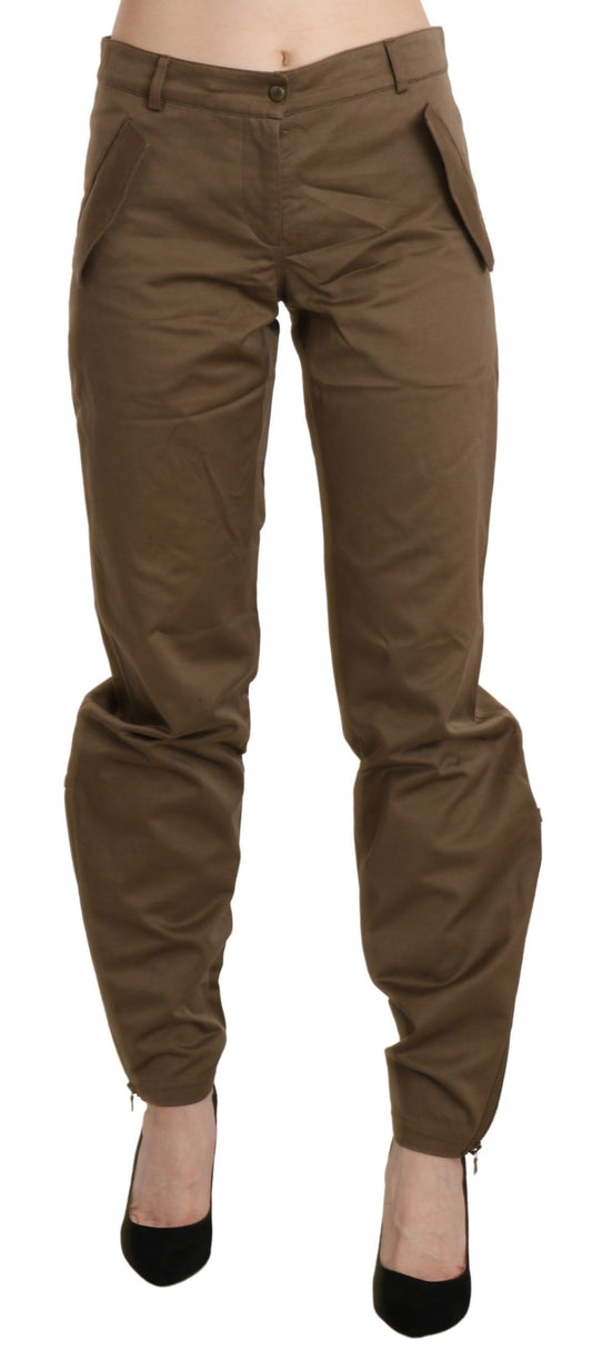 Ermanno Scervino Brown Mid Waist Straight Cotton Pants Ermanno Scervino