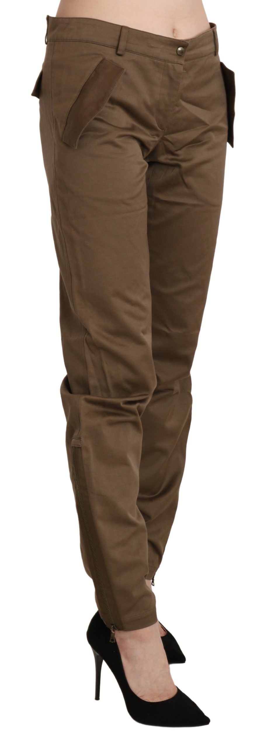 Ermanno Scervino Brown Mid Waist Straight Cotton Pants Ermanno Scervino