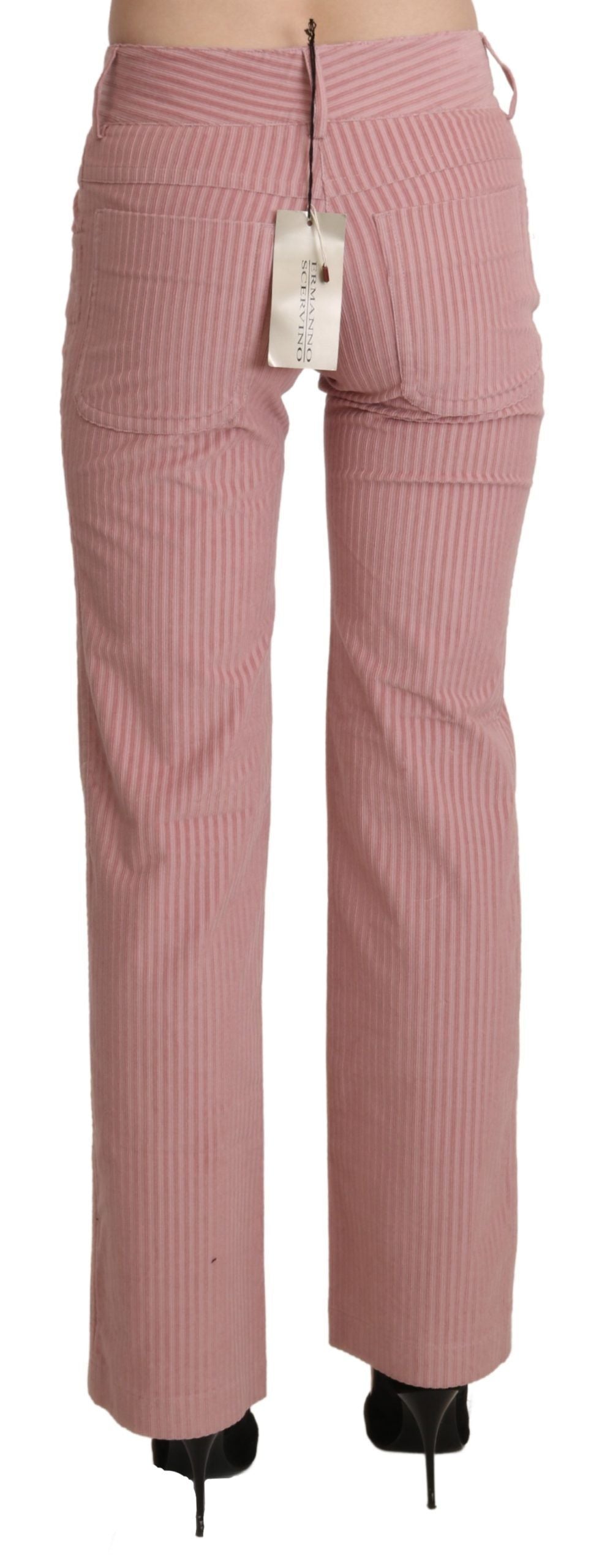 Ermanno Scervino Pink Mid Waist Straight Trouser Cotton Pants Ermanno Scervino
