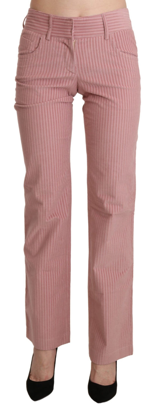 Ermanno Scervino Pink Mid Waist Straight Trouser Cotton Pants Ermanno Scervino