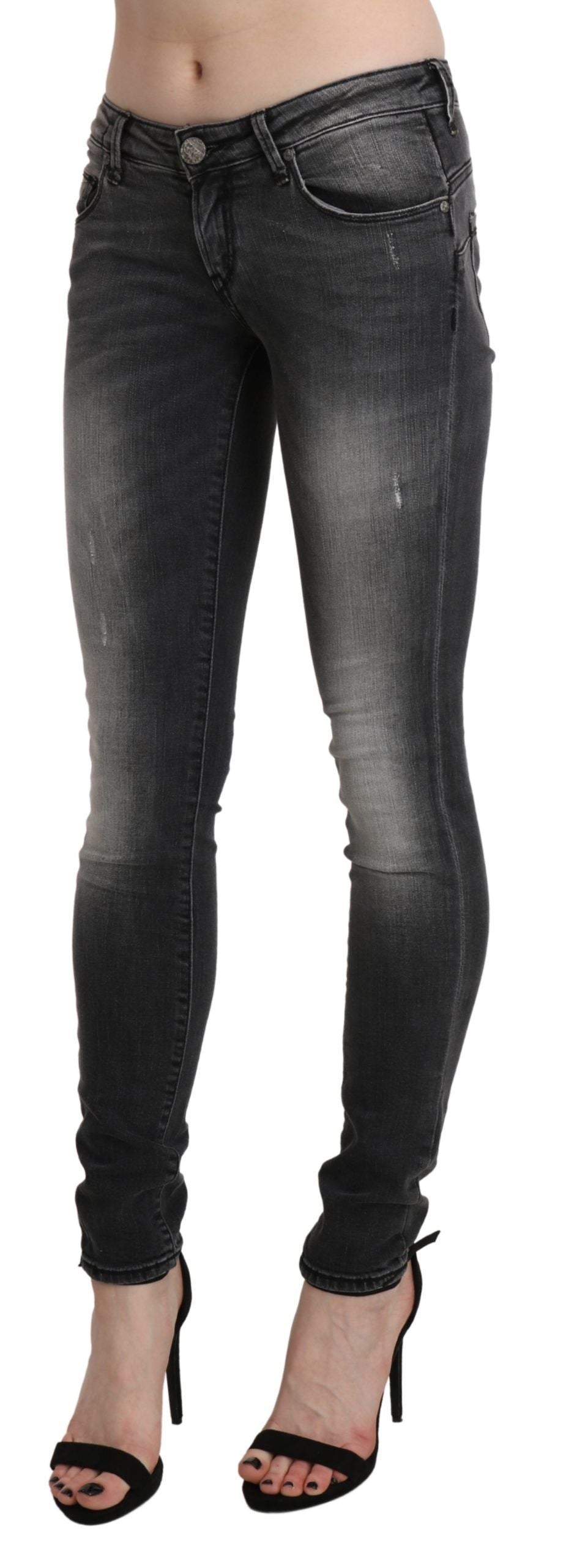 Acht Black Gray Washed Skinny Trouser Cotton Jeans Acht