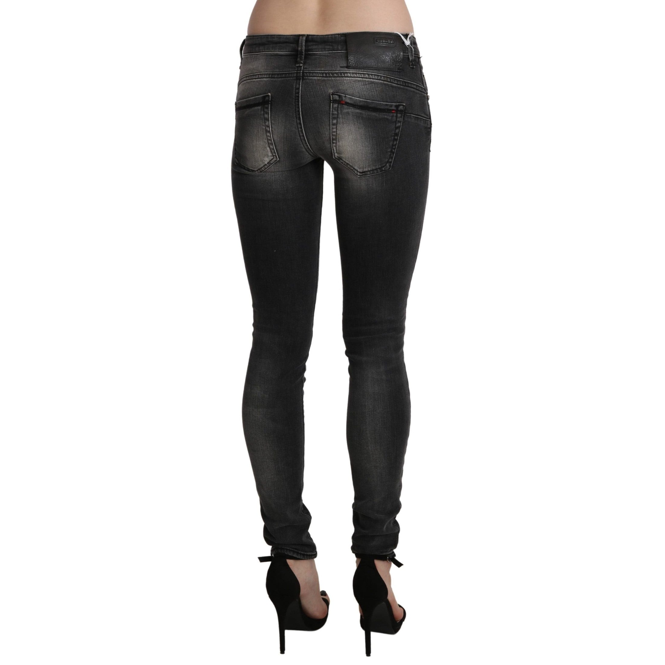 Acht Black Gray Washed Skinny Trouser Cotton Jeans