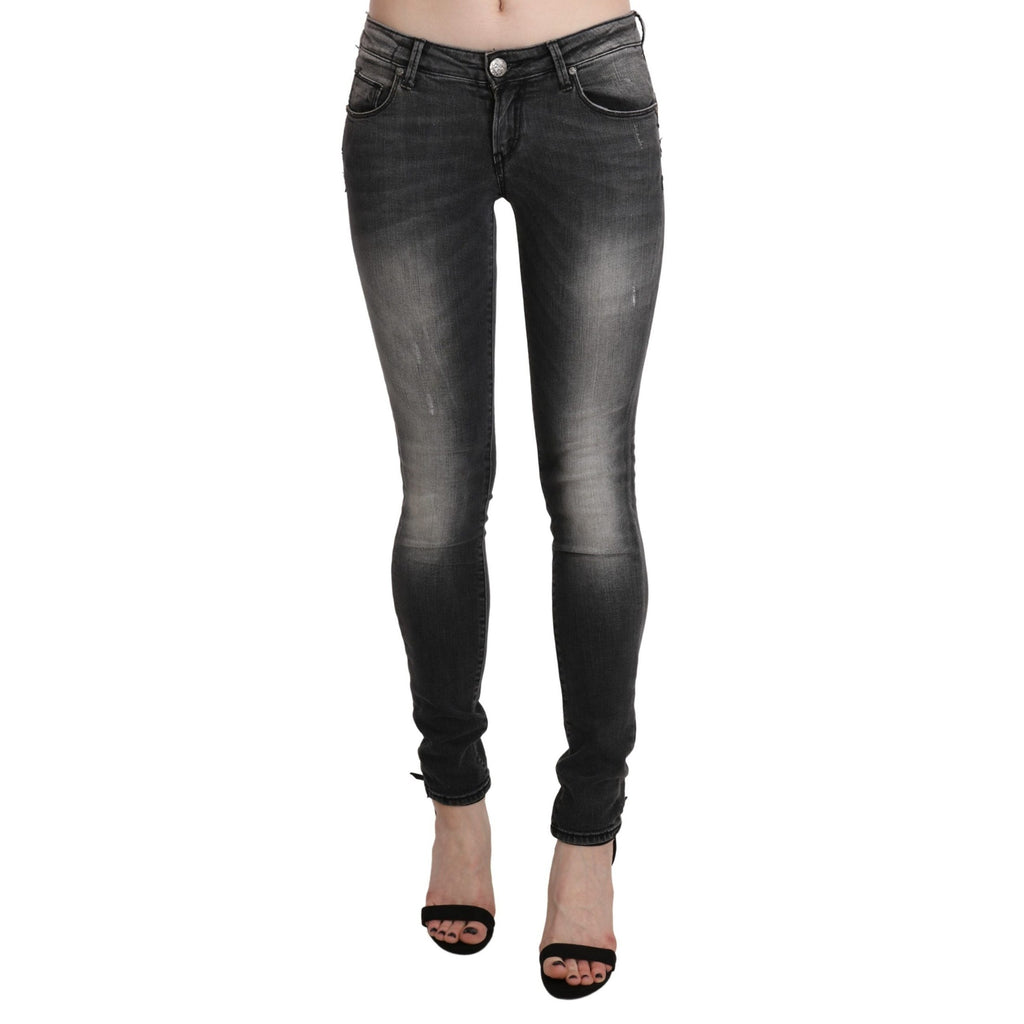 Acht Black Gray Washed Skinny Trouser Cotton Jeans