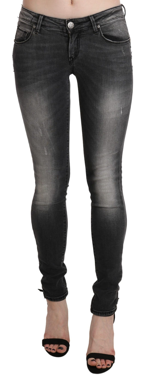 Acht Black Gray Washed Skinny Trouser Cotton Jeans Acht
