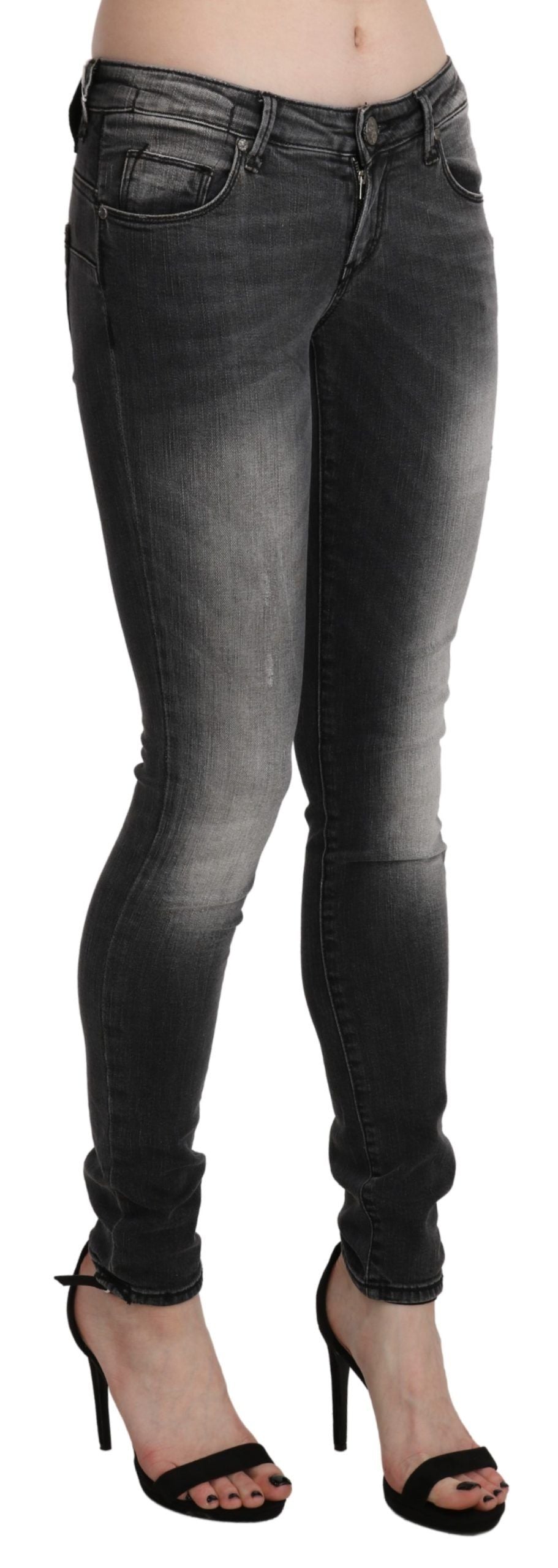Acht Black Gray Washed Skinny Trouser Cotton Jeans Acht