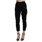 Acht Black High Waist Skinny Cropped Cotton Capri Pant
