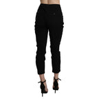 Acht Black High Waist Skinny Cropped Cotton Capri Pant