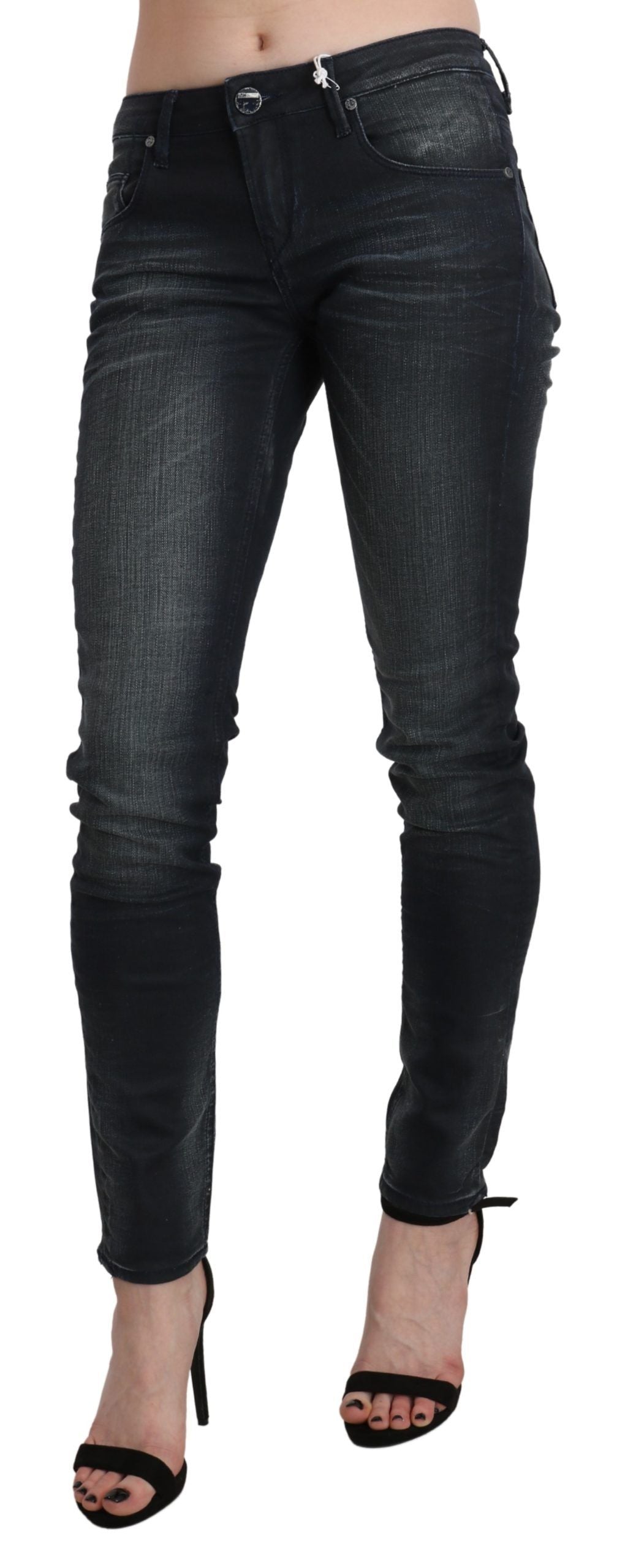 Acht Black Washed Low Waist Skinny Denim Trouser Acht