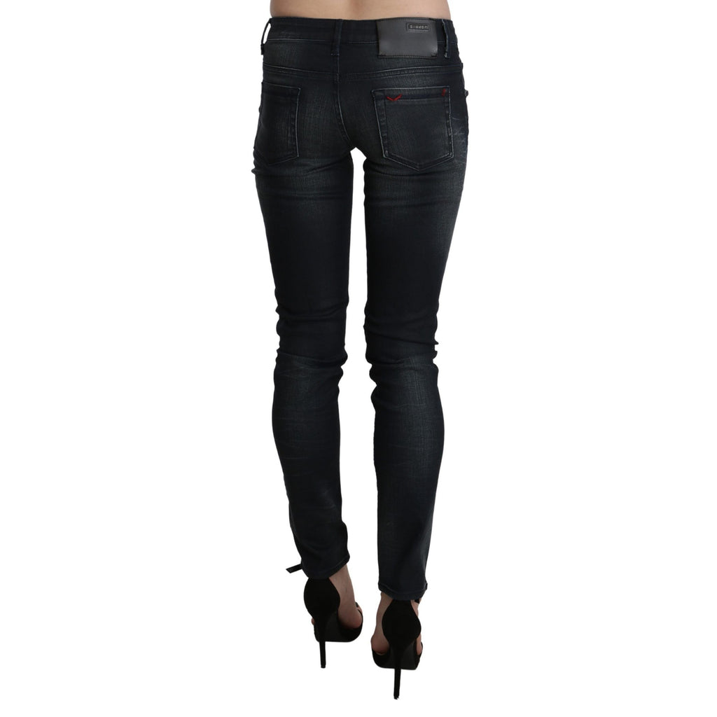 Acht Black Washed Low Waist Skinny Denim Trouser
