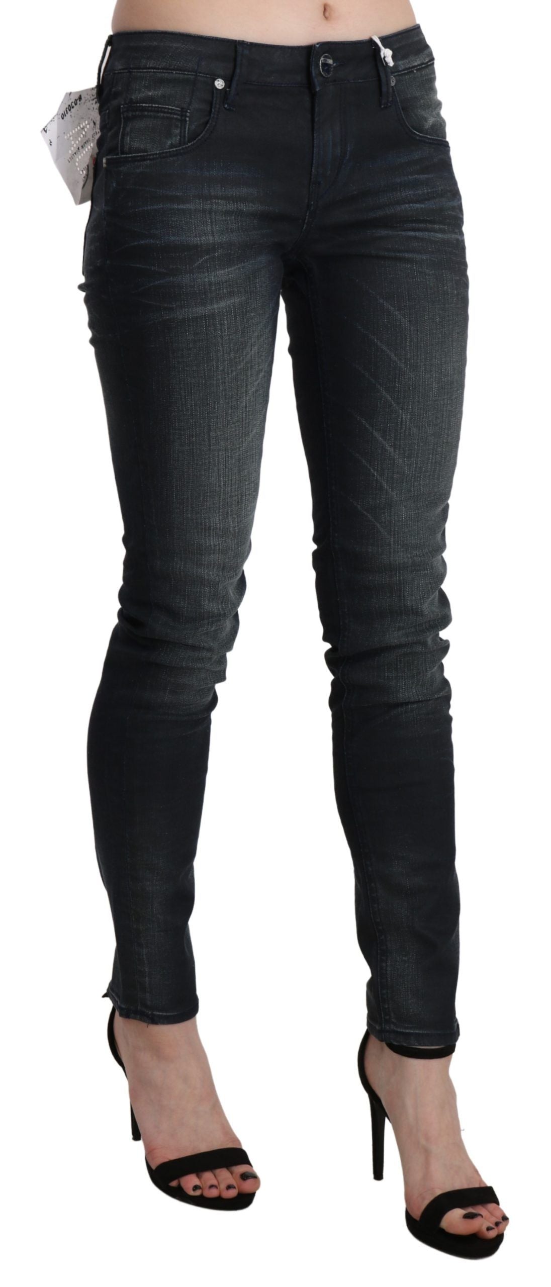 Acht Blue Washed Low Waist Skinny Denim Trouser Acht
