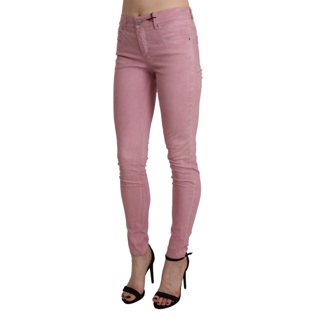 Acht Pink Mid Waist Skinny Stretch Denim Pant
