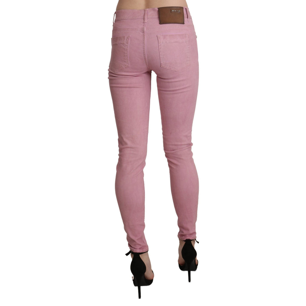 Acht Pink Mid Waist Skinny Stretch Denim Pant